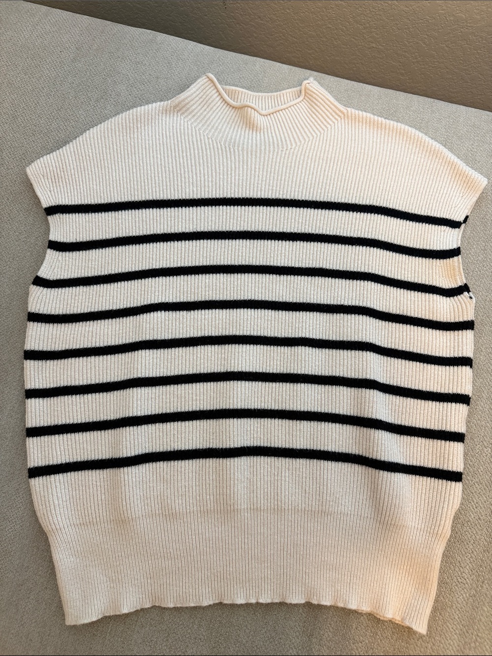 Striped Mockneck Sleeveless Sweater